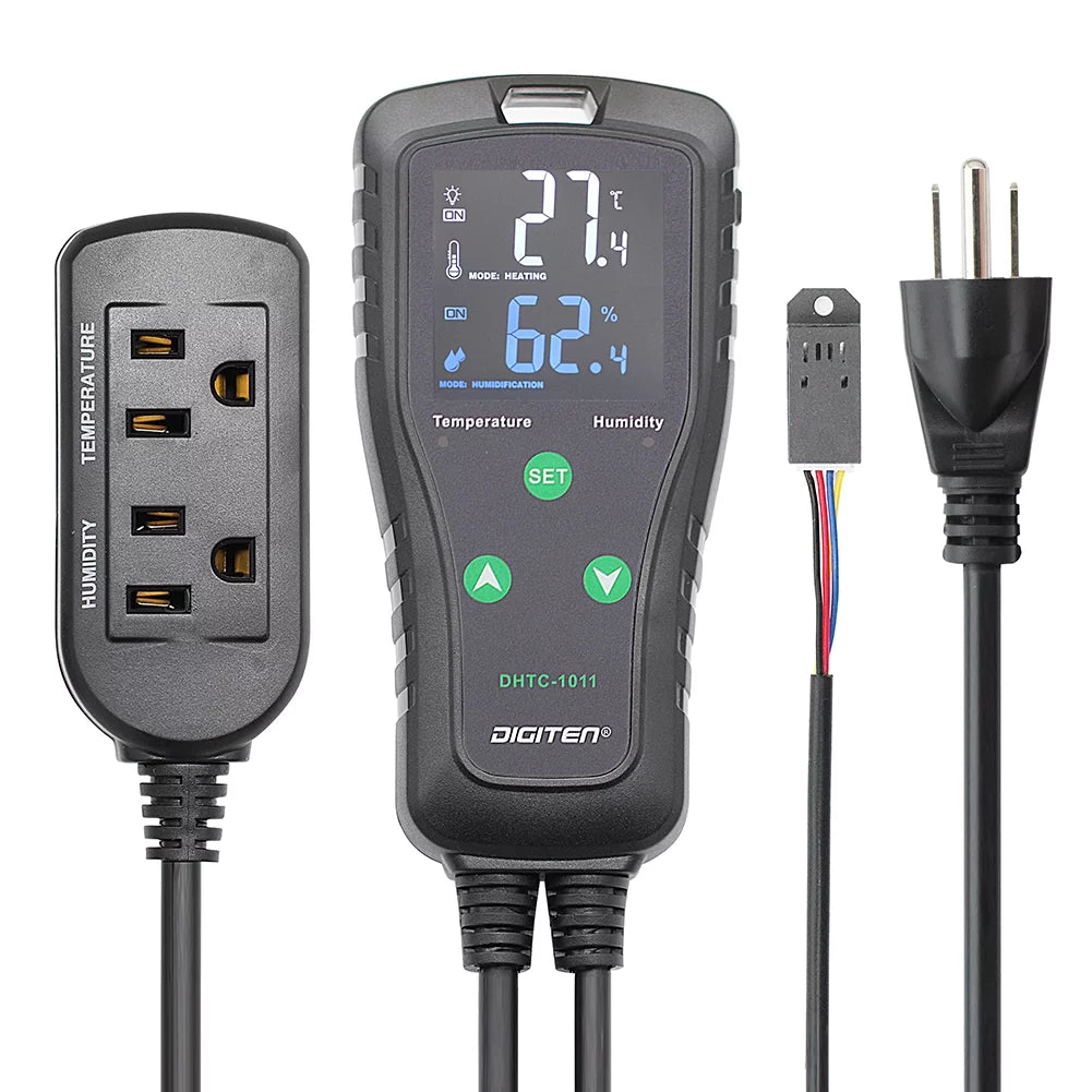 Temperature and Humidity Controller Outlet Plug in Thermostat D468