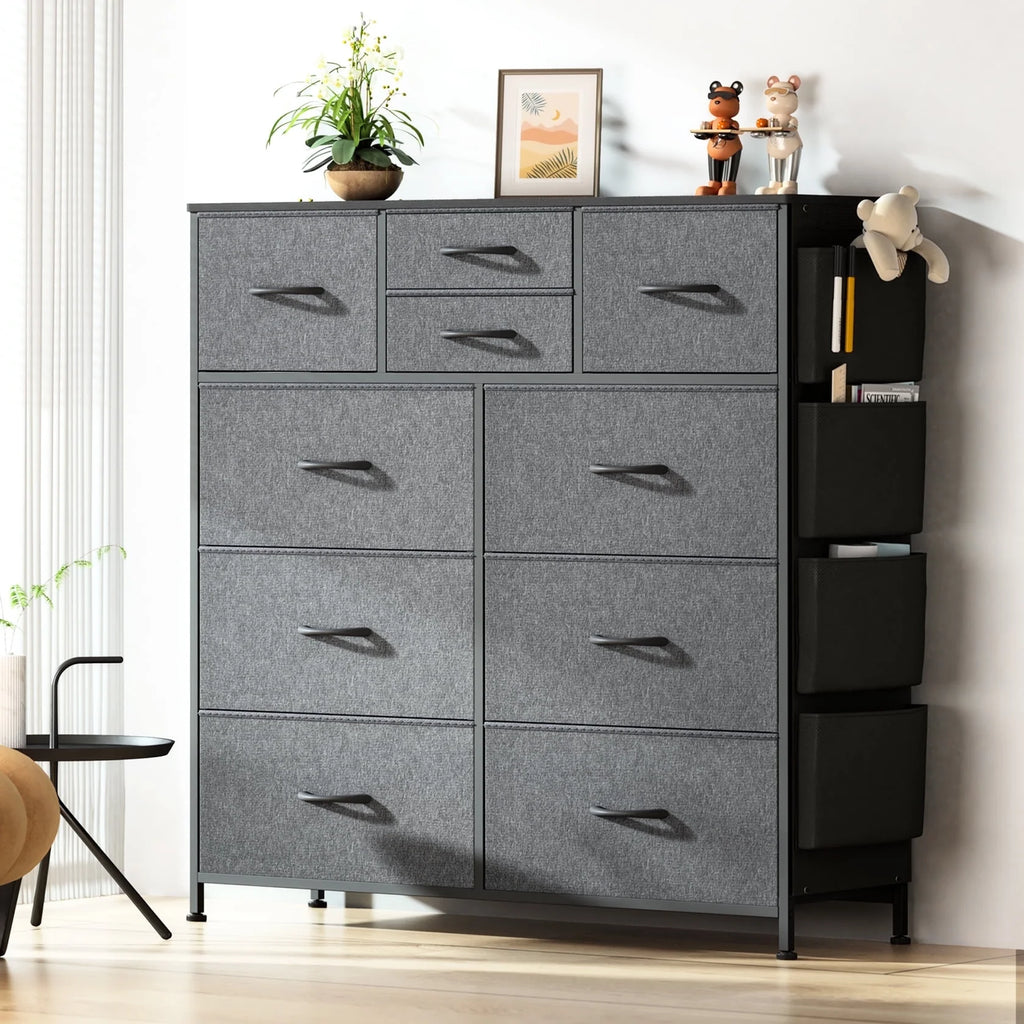 Brown 10 Drawer Fabric Dresser O899824