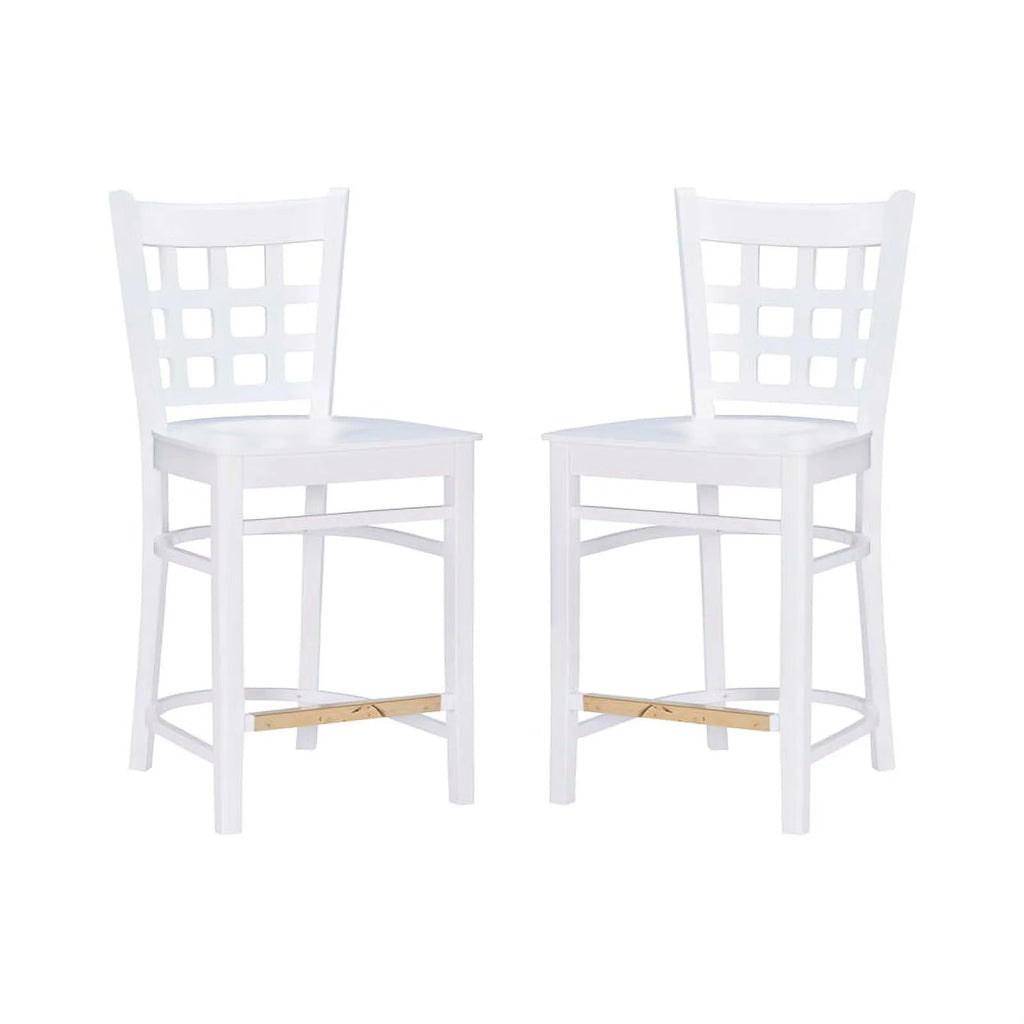 White Beech Wood Set of Two Counter Stools P732