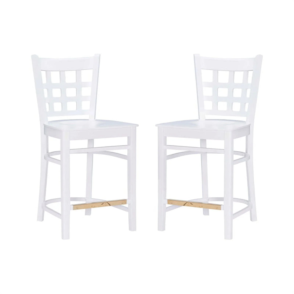 White Beech Wood Set of Two Counter Stools P732
