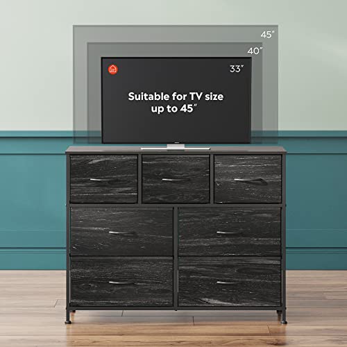 White 7 Drawer Fabric Dresser C4194