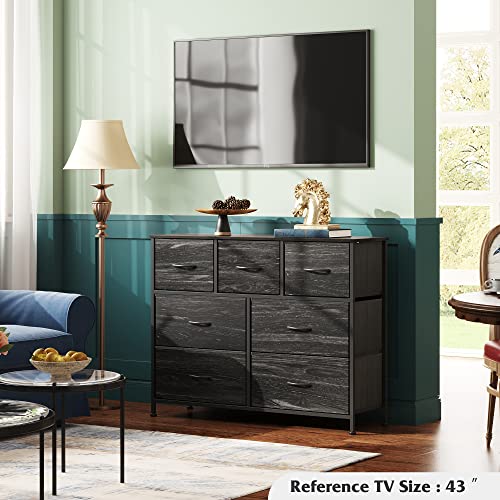 White 7 Drawer Fabric Dresser C4194