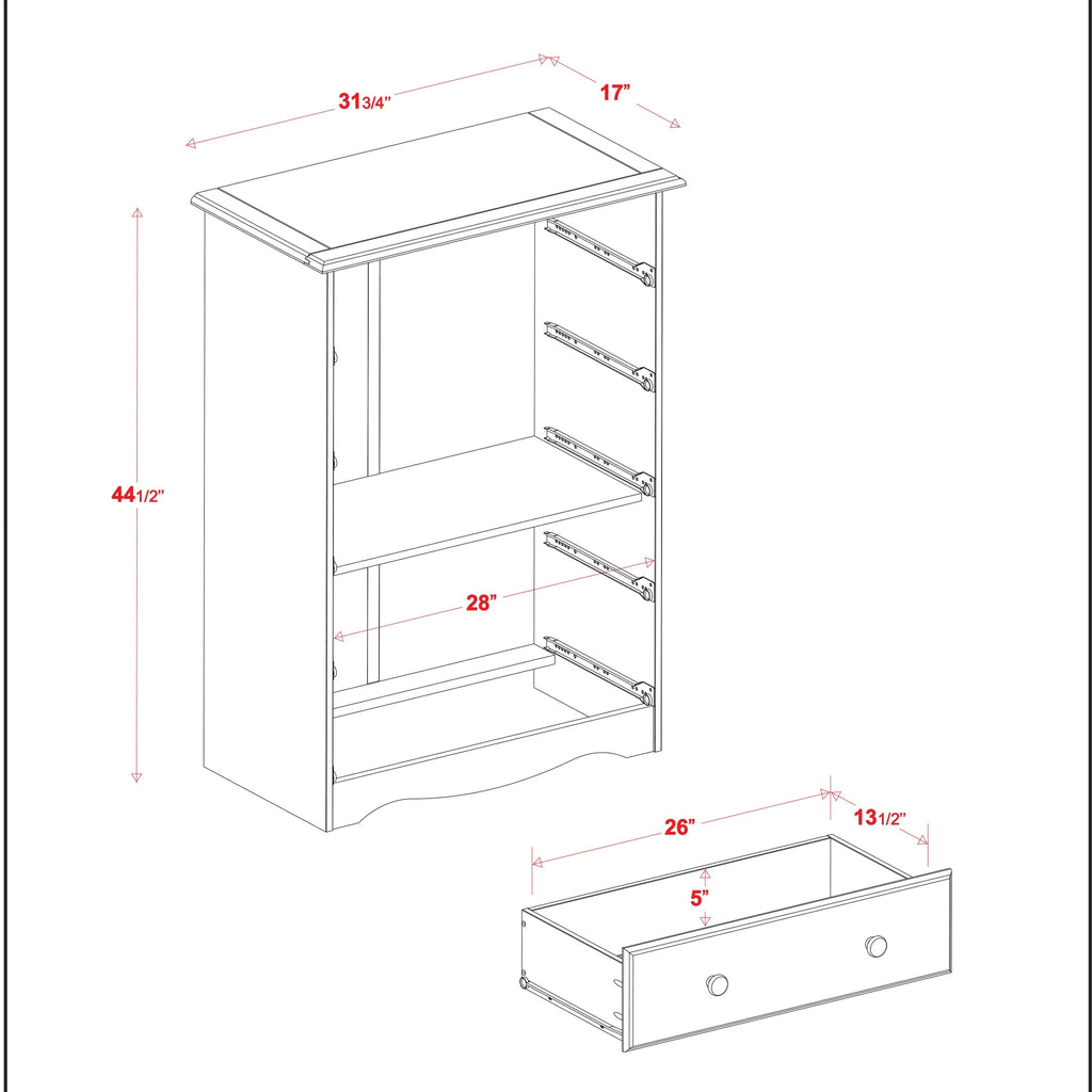 White 5-Drawer Solid Wood Chest Z69495
