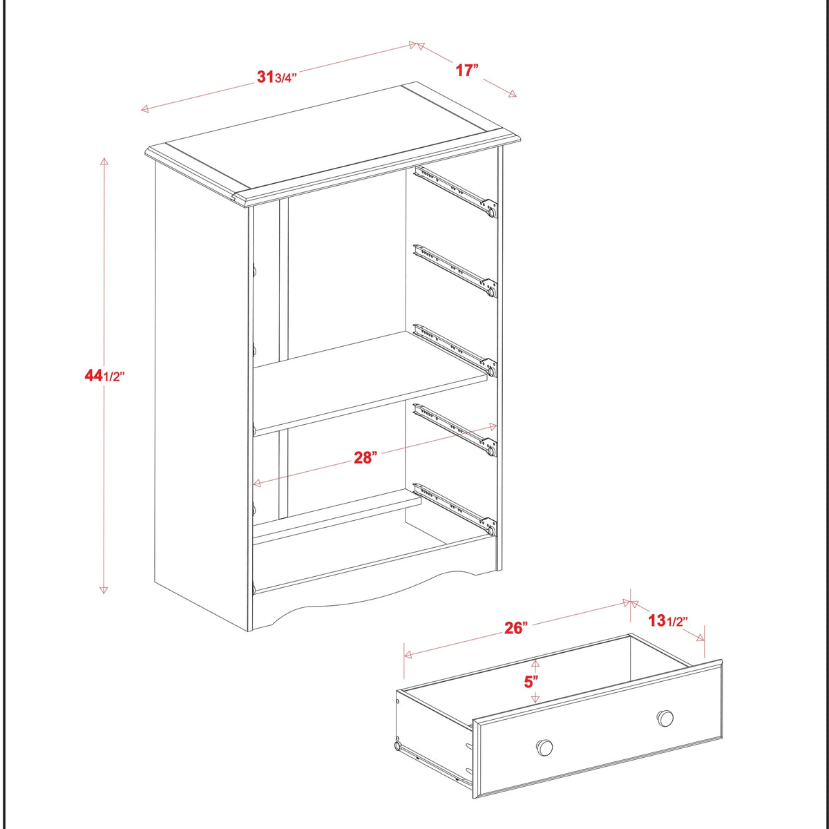 White 5-Drawer Solid Wood Chest Z69495