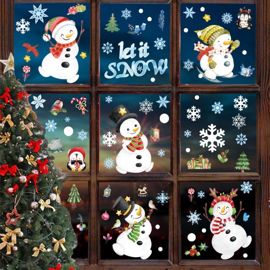 Glitter Blue Snowflake Window Clings Q836199