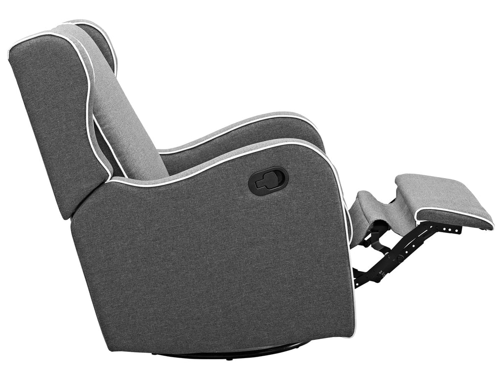 Gray Fabric Upholstered Swivel Gliding Recliner A159