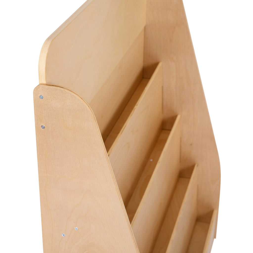 Natural Wood Book Storage Shelf with 4 Storage Slats I18216