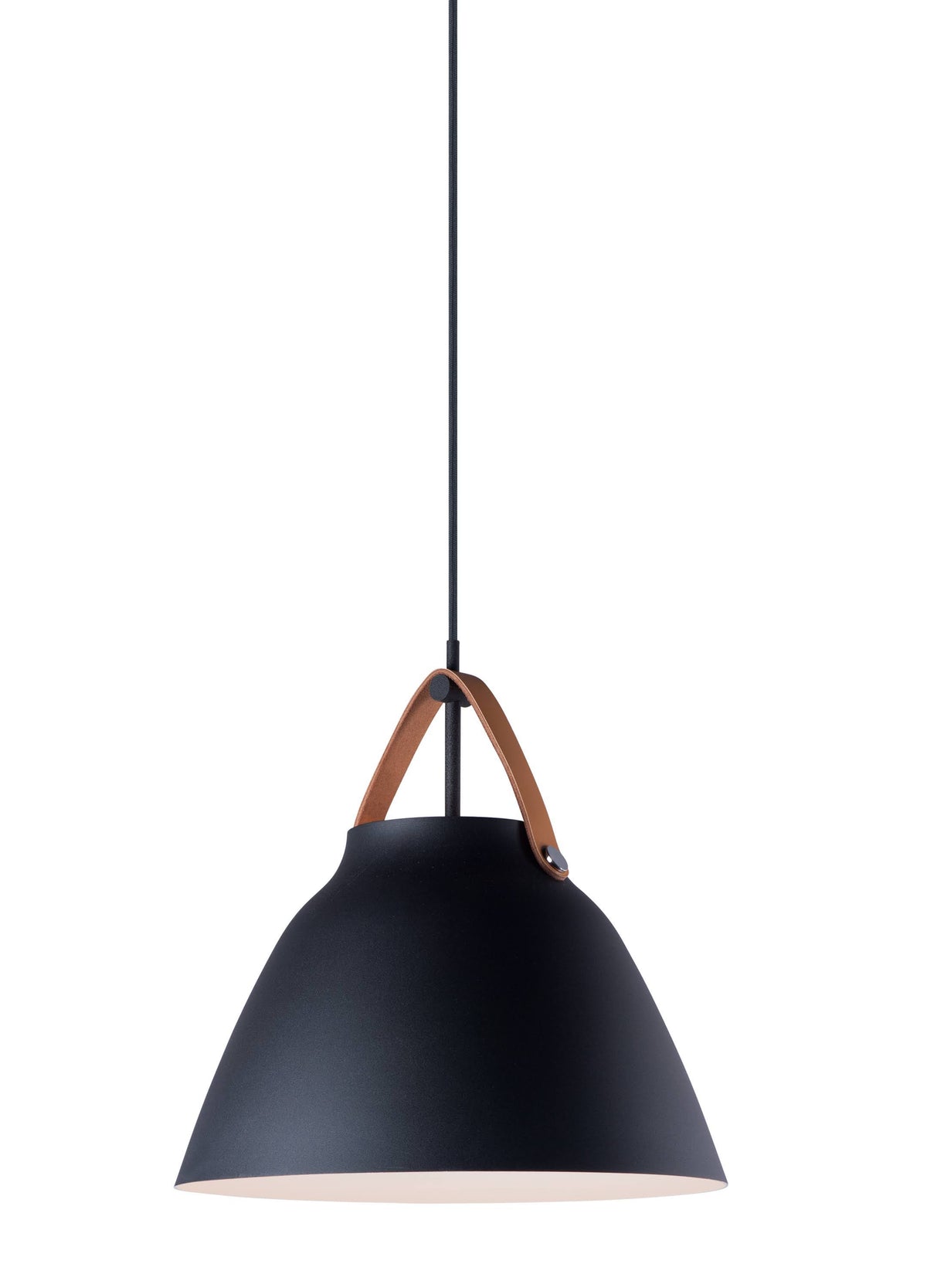 One Light Pendant Tan Leather Black F79856