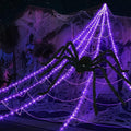 Halloween Spider Web Lights Decoration with Large Spider & Stretch Cobweb N4936
