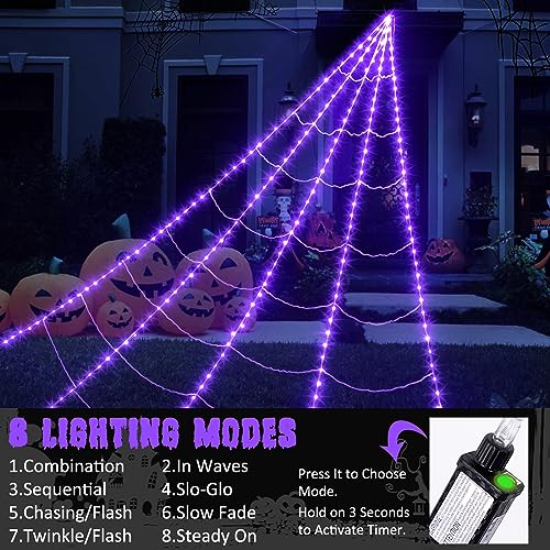 Halloween Spider Web Lights Decoration with Large Spider & Stretch Cobweb N4936