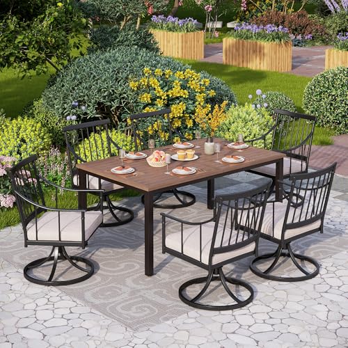 Set of 2 Beige Swivel Rocking Patio Chairs with Cushion B982449