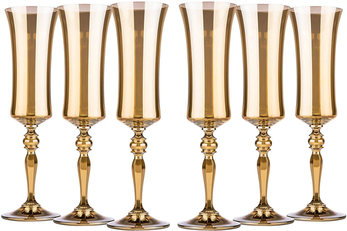 6 Oz Lead-Free Crystal Champagne Flutes Set of 6 W19099
