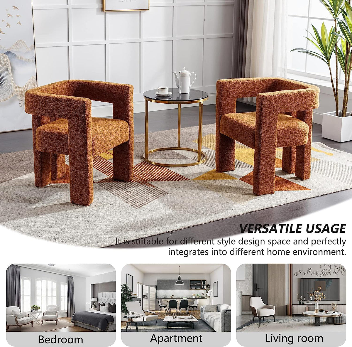 Boucle Upholstered Dining Chair Set of 2 E5388