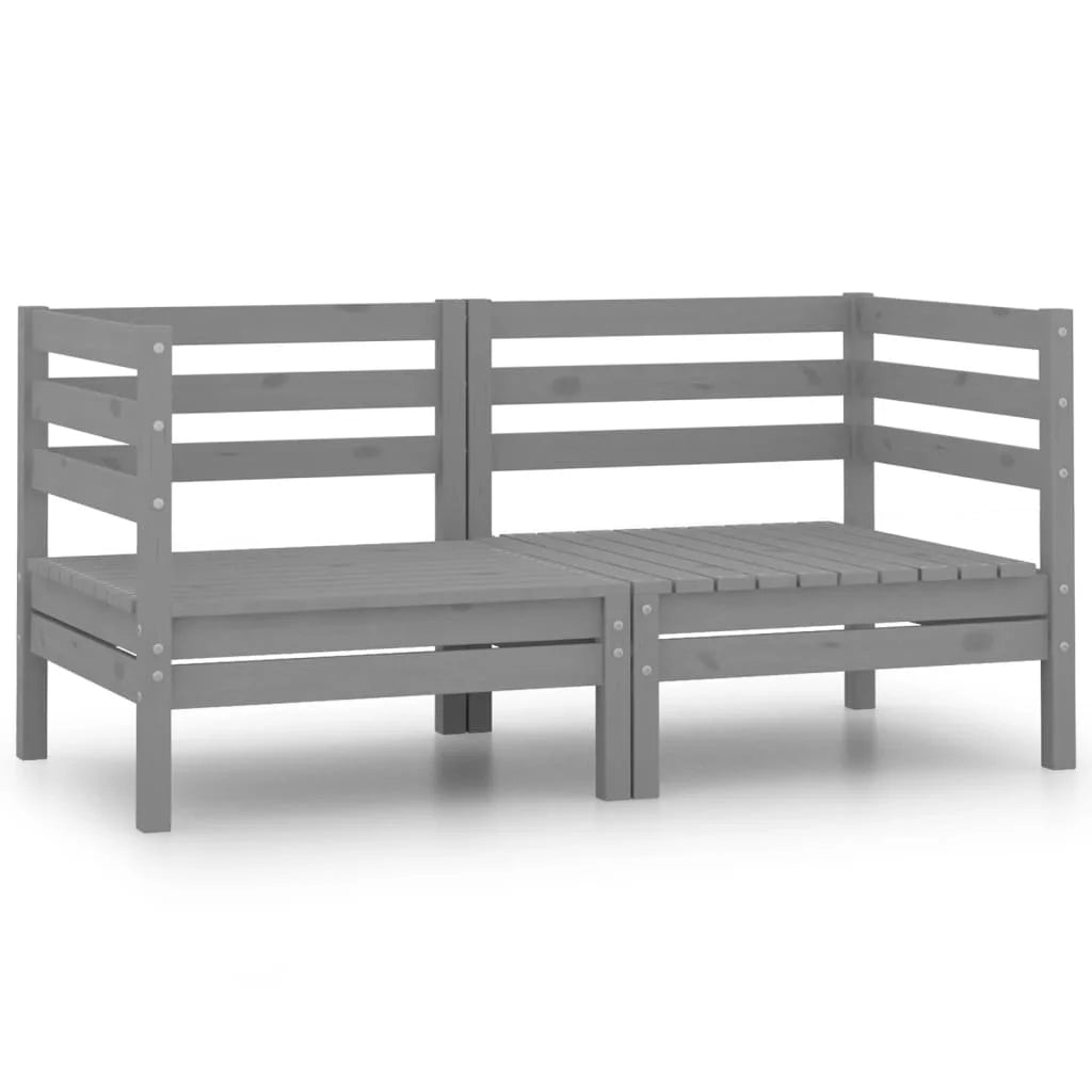 2-Seater Gray Solid Wood Sofa Y2579