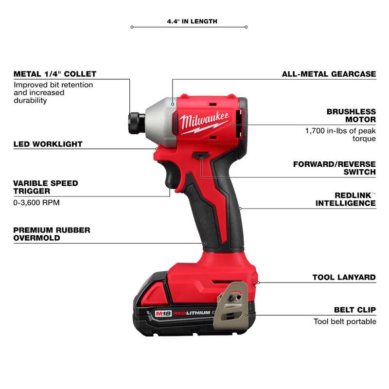 18V Brushless Cordless 1/4 in. Impact Driver Kit with 2.0 Ah Batteries and Charger N50735