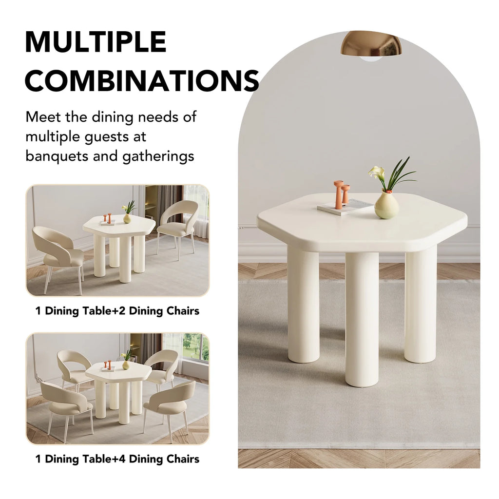 Cream White Hexagonal Dining Table I9525