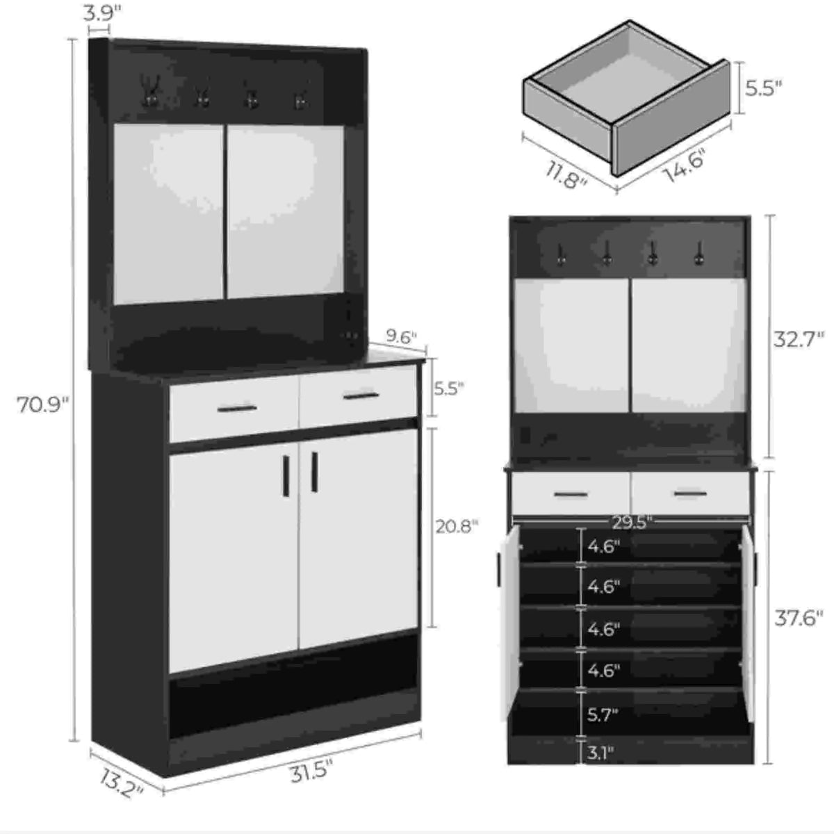 White Armoire Shoe Cabinet G5412