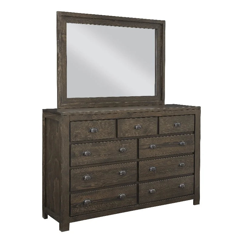 Saddle Brown Wood Drawer Dresser & Mirror T451333