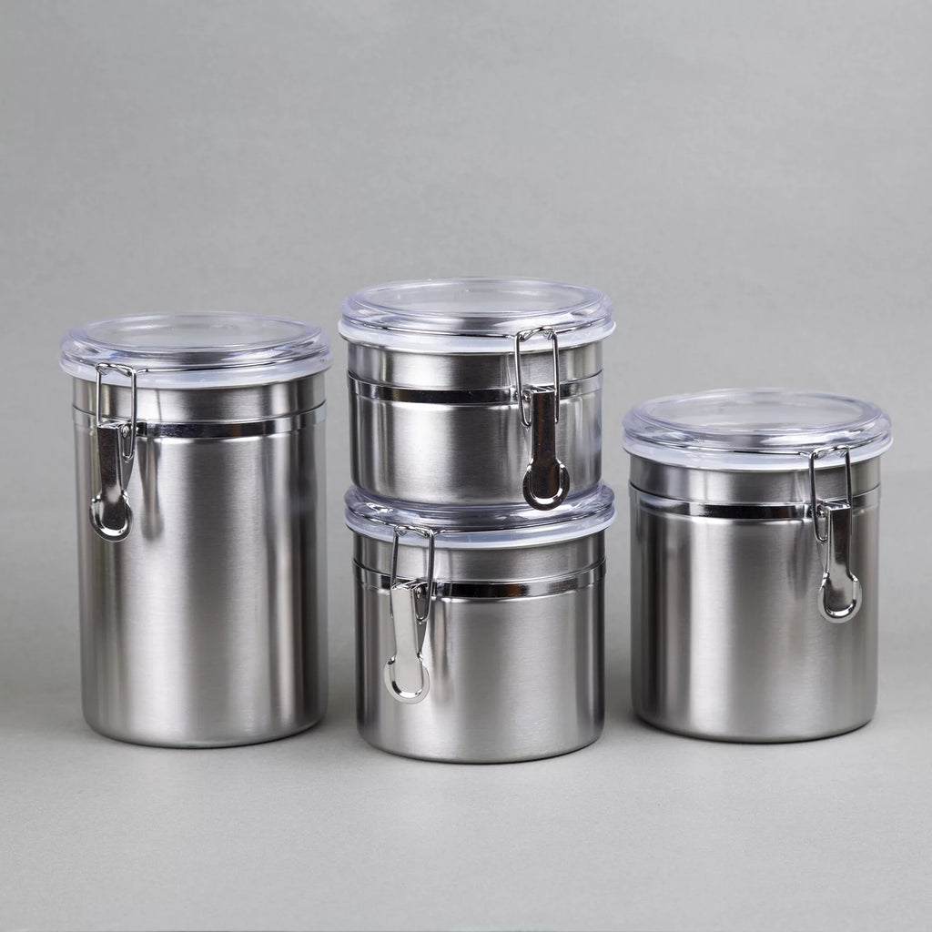 Set of 4 Stainless Steel Canister Set with Air Tight Lid U9185