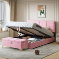 Queen Size Upholstered Platform Bed with Storage Ottoman A782