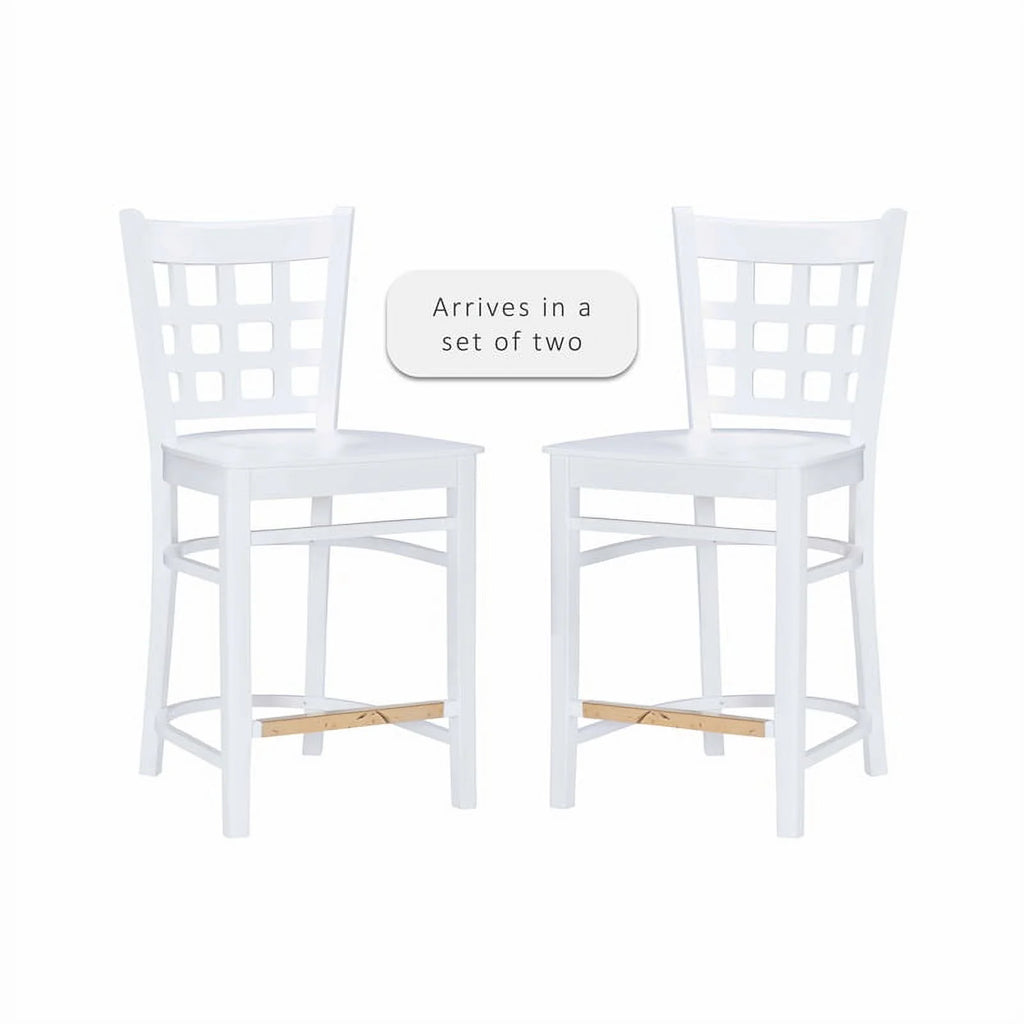 White Beech Wood Set of Two Counter Stools P732