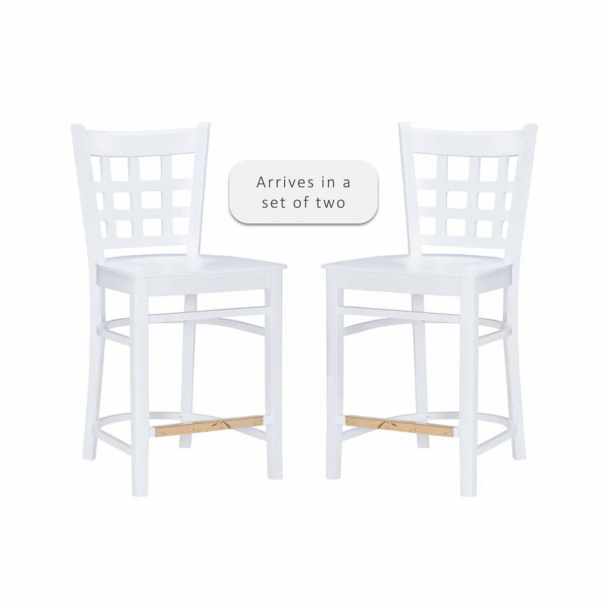 White Beech Wood Set of Two Counter Stools P732