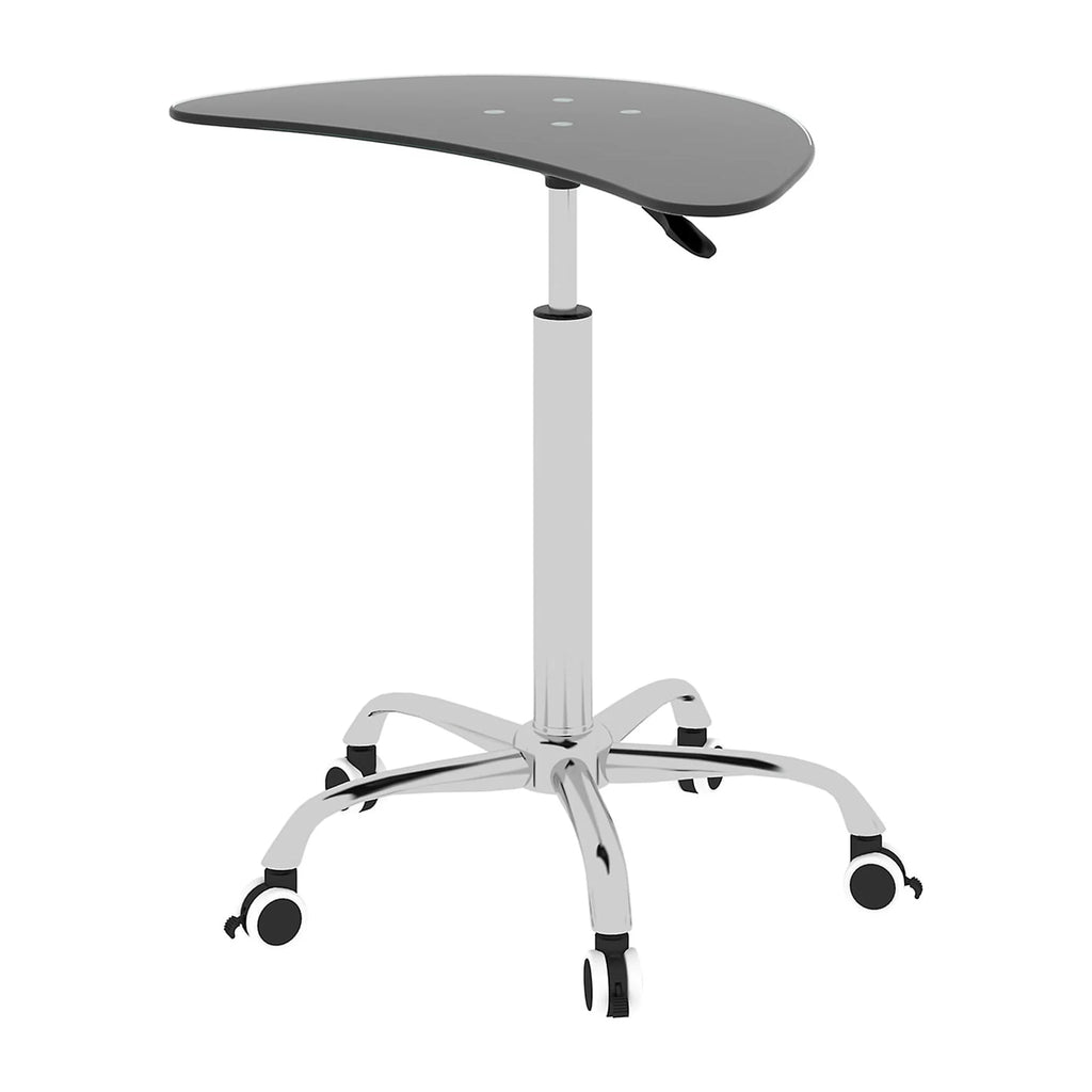 Adjustable Height Black Tempered Glass Table Desk with Lockable Wheels P626364