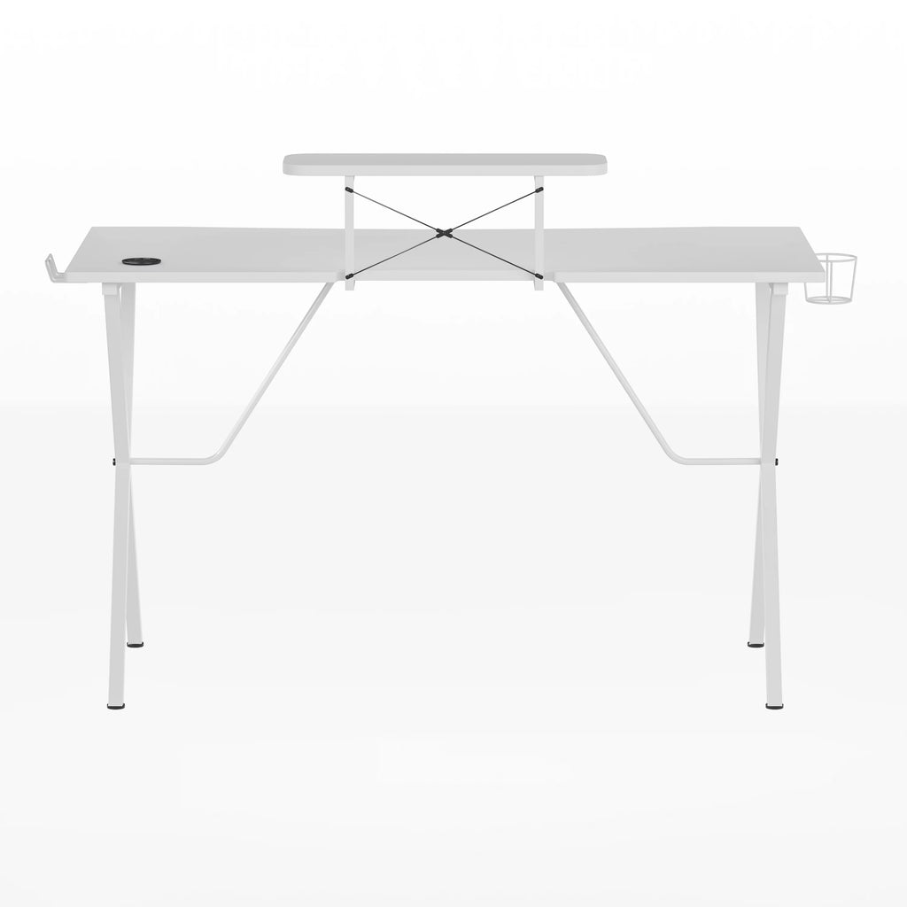 White Gaming Desk with Cup Holder K535684