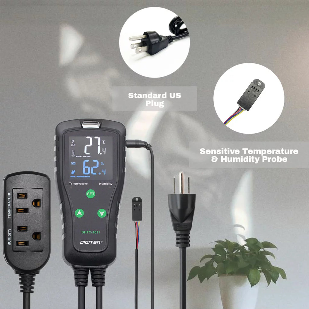 Temperature and Humidity Controller Outlet Plug in Thermostat D468