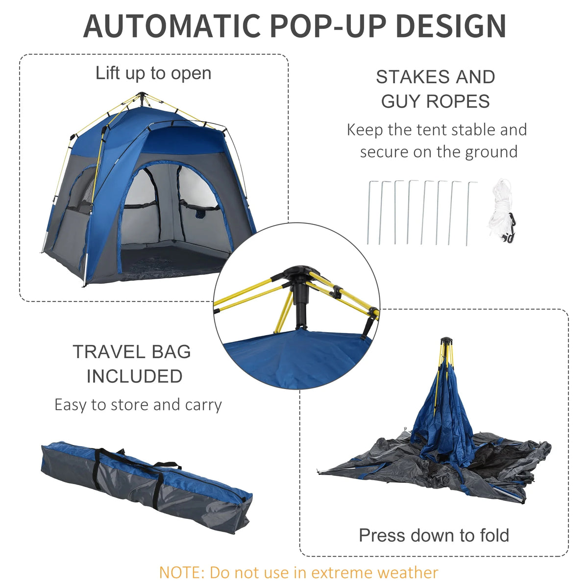 4 Person Pop Up Tent with Windows and Doors J541