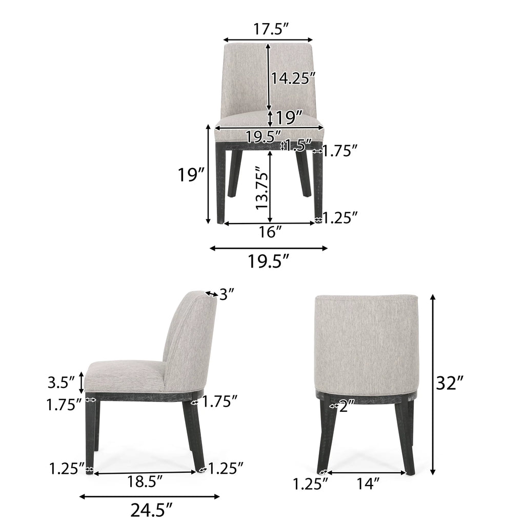 Fabric Upholstered Wood Dining Chairs, Set of 2 W51734