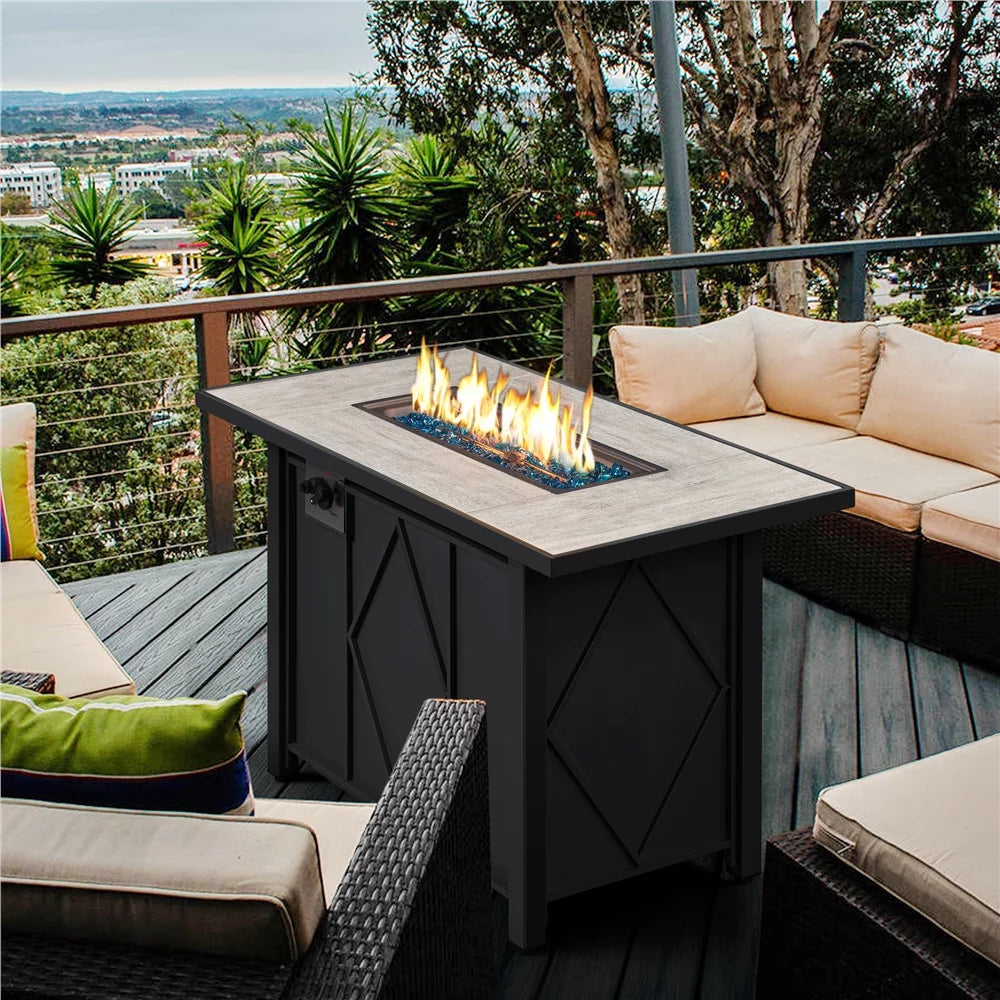 43″ Metal Fire Table with Ceramic Top & Cover O27813