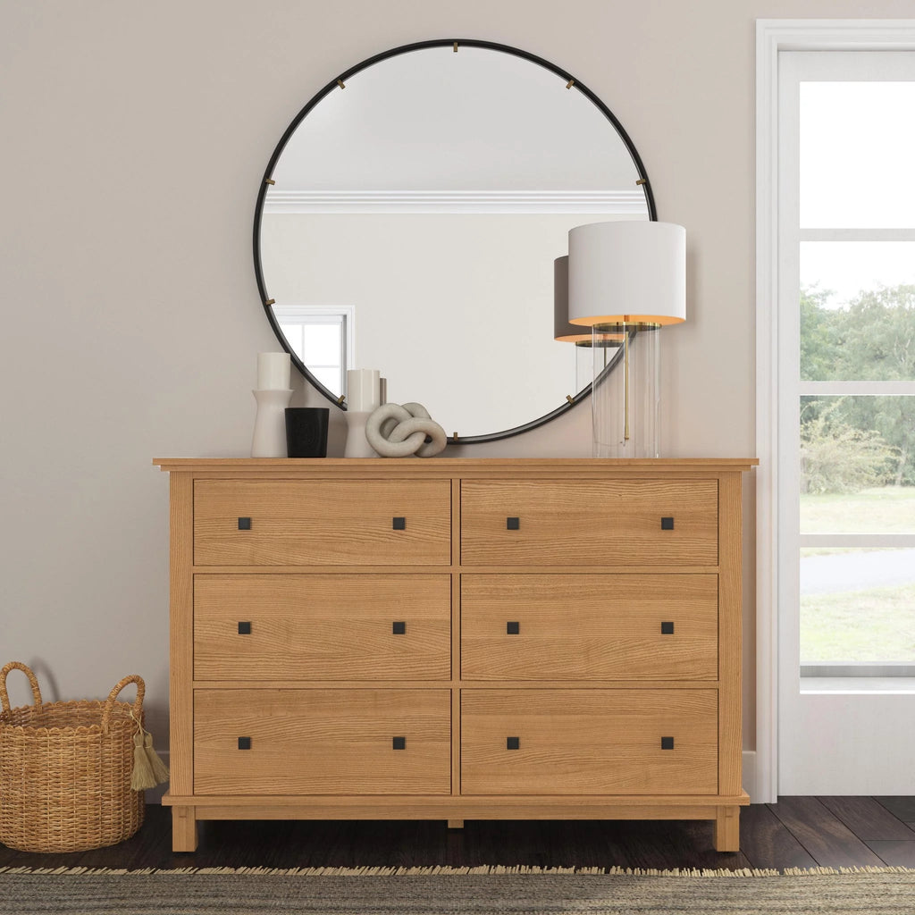 Brown 6 Drawer Wood Dresser Q9664