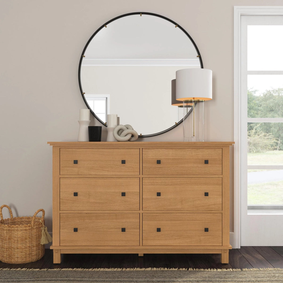 Brown 6 Drawer Wood Dresser Q9664