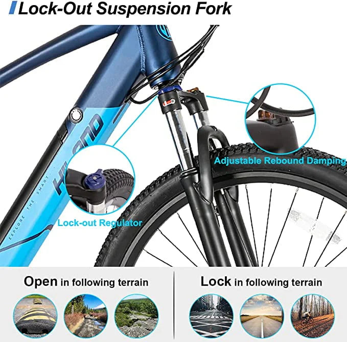 Blue 350W 36V 7-Speed Electric Bike Y83407