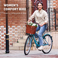 26 Inch Teal Cruiser Bicycle with Basket Rack Q12694