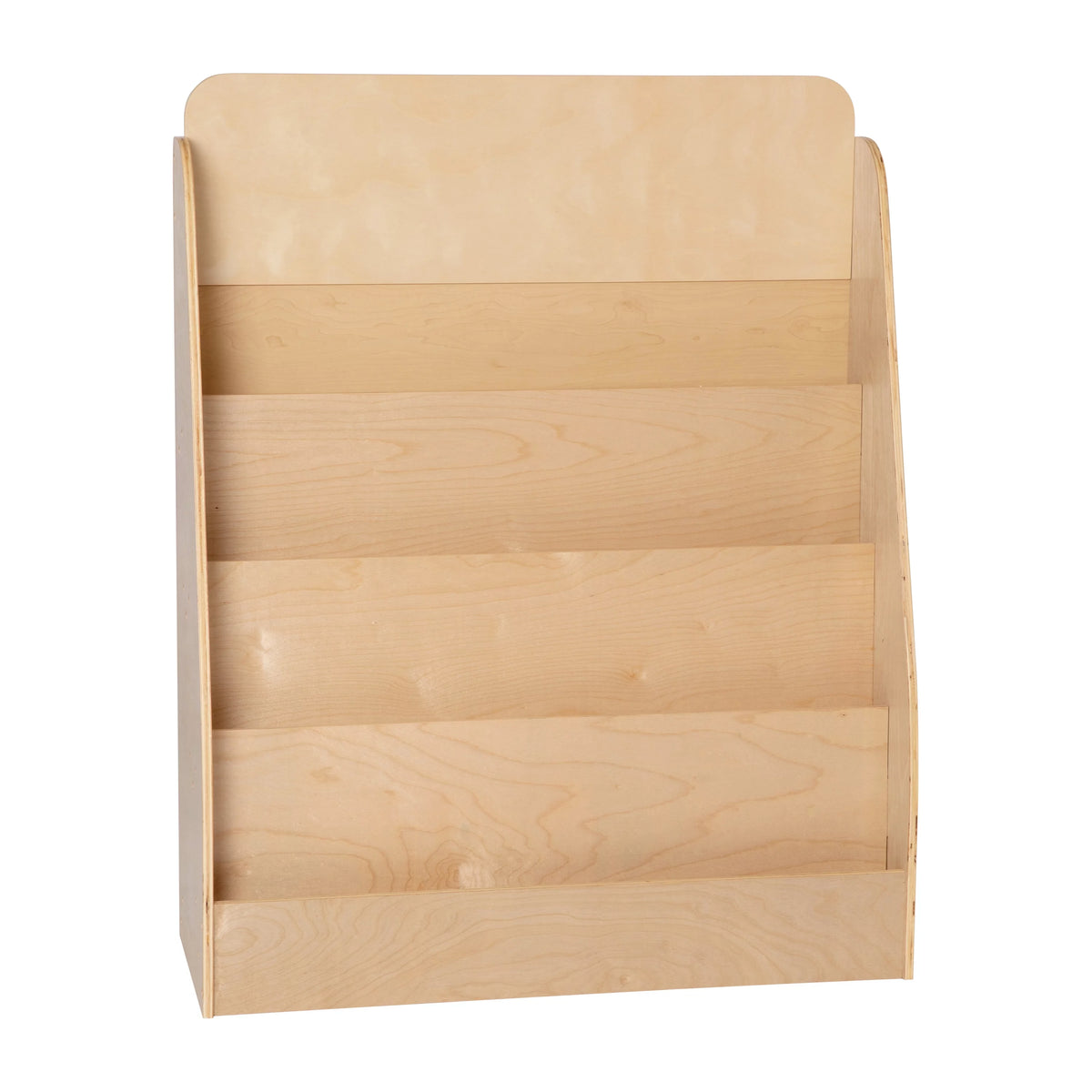 Natural Wood Book Storage Shelf with 4 Storage Slats I18216
