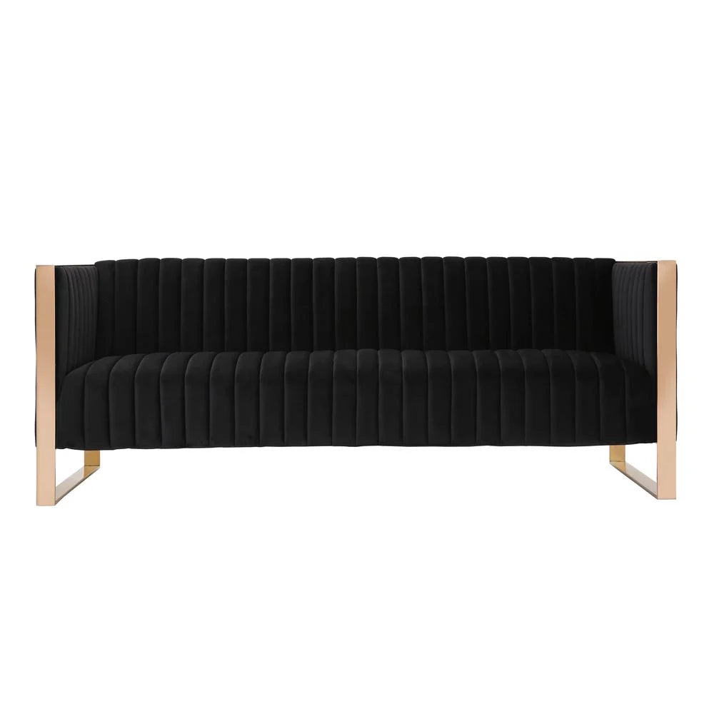 Black Velvet Sofa & Armchair Set G43993