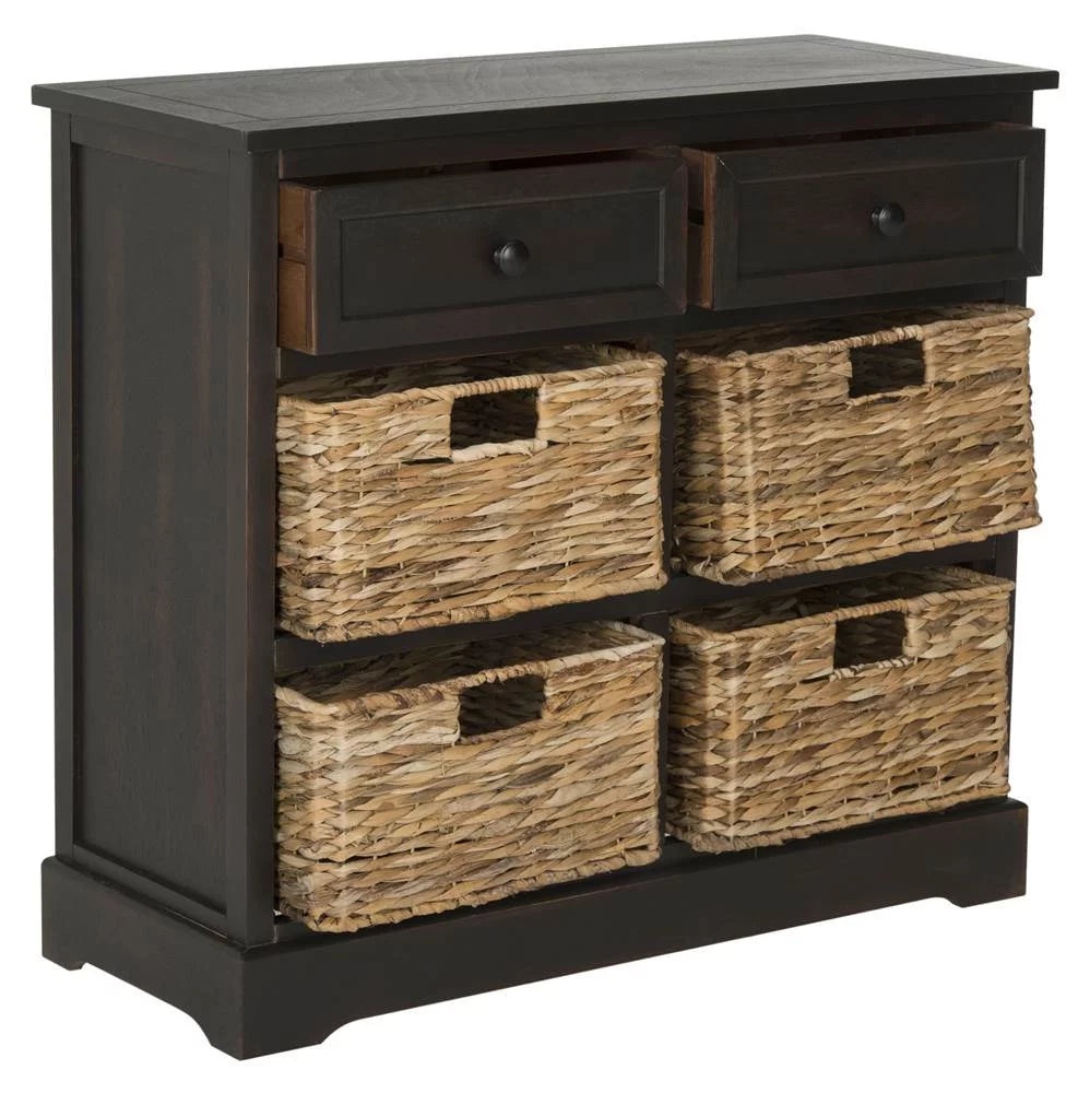 2-Drawer Storage Unit with 4 Wicker Baskets Z636260