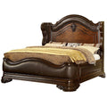 Brown Cherry Faux Leather Cal King Wingback Bed Q9234