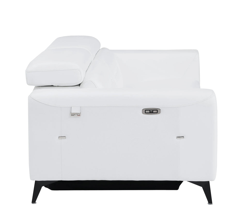 White Top Grain Italian Leather Power Recliner Loveseat X33718