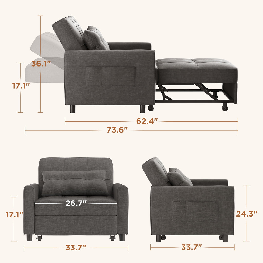 Light Gray Convertible Sofa Bed Q20718