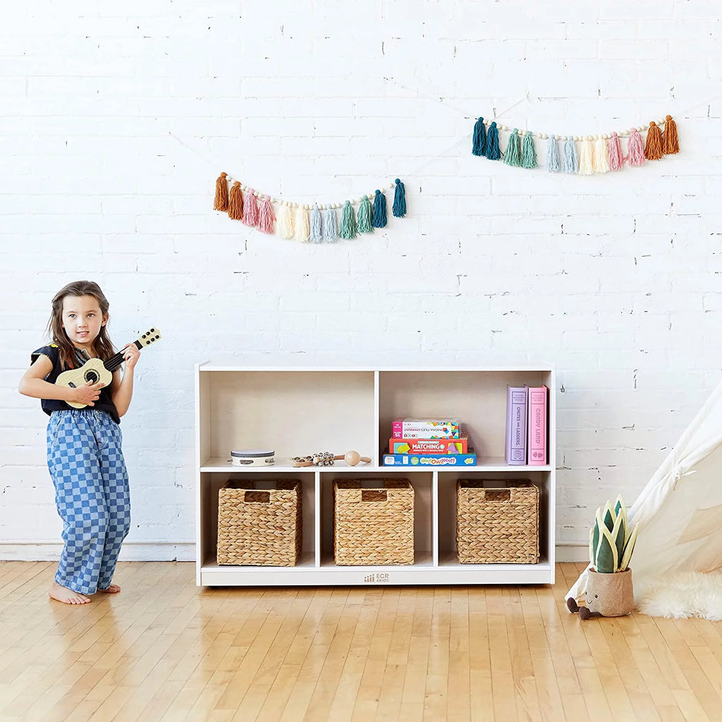 5-Compartment Mobile Storage Cabinet White Wash Z77817