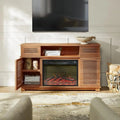 52 Fireplace TV Stand Farmhouse 2 Drawers Adjustable Electric Wood Media Console Cabinet I268338