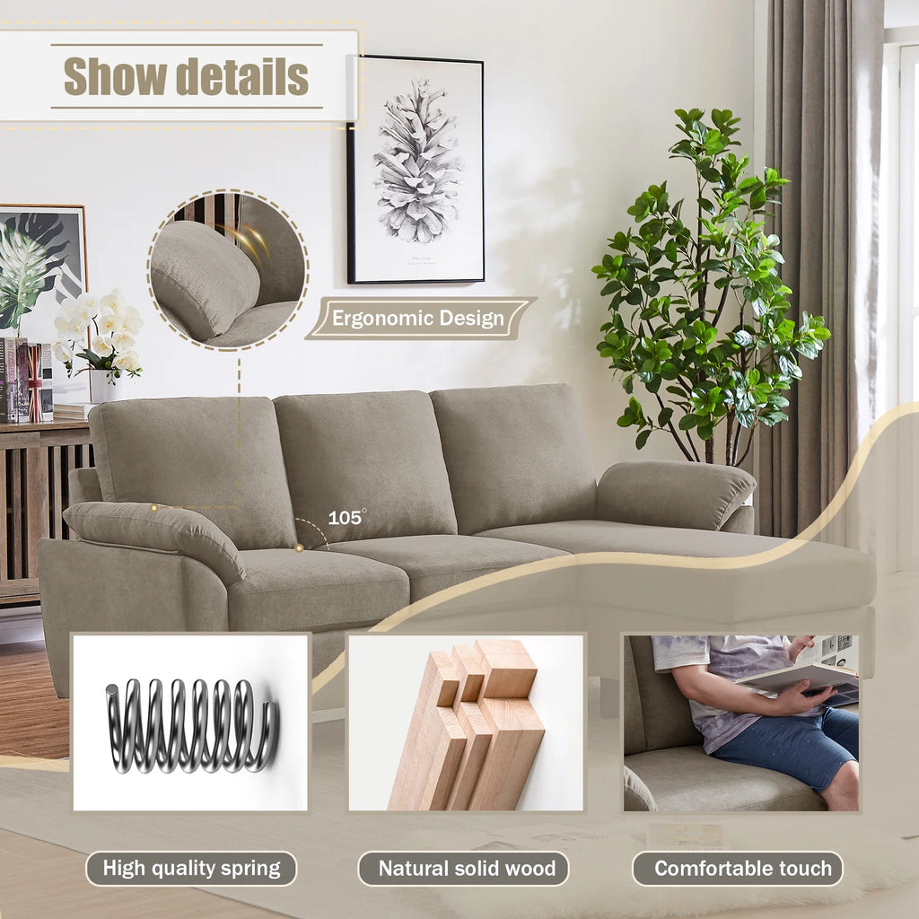 Modern Fabric L-Shaped Sectional Sofa with Chaise K56156