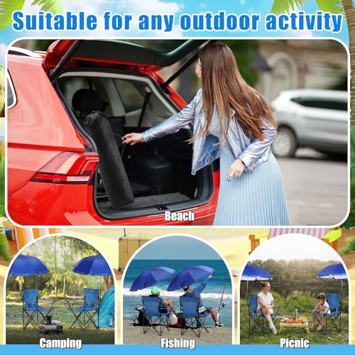 2 Set Folding Camping Chair with Umbrella and Foot Rest N654