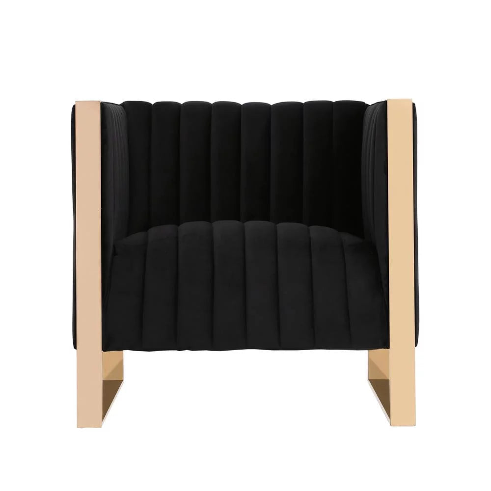 Black Velvet Sofa & Armchair Set G43993