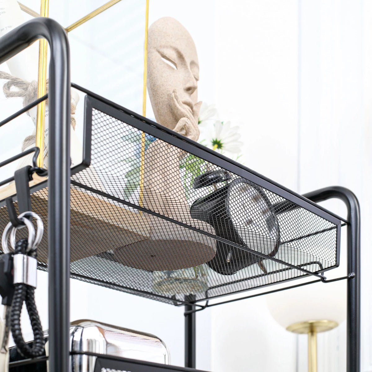 5 Tier Metal Rolling Cart with Mesh Baskets U145174