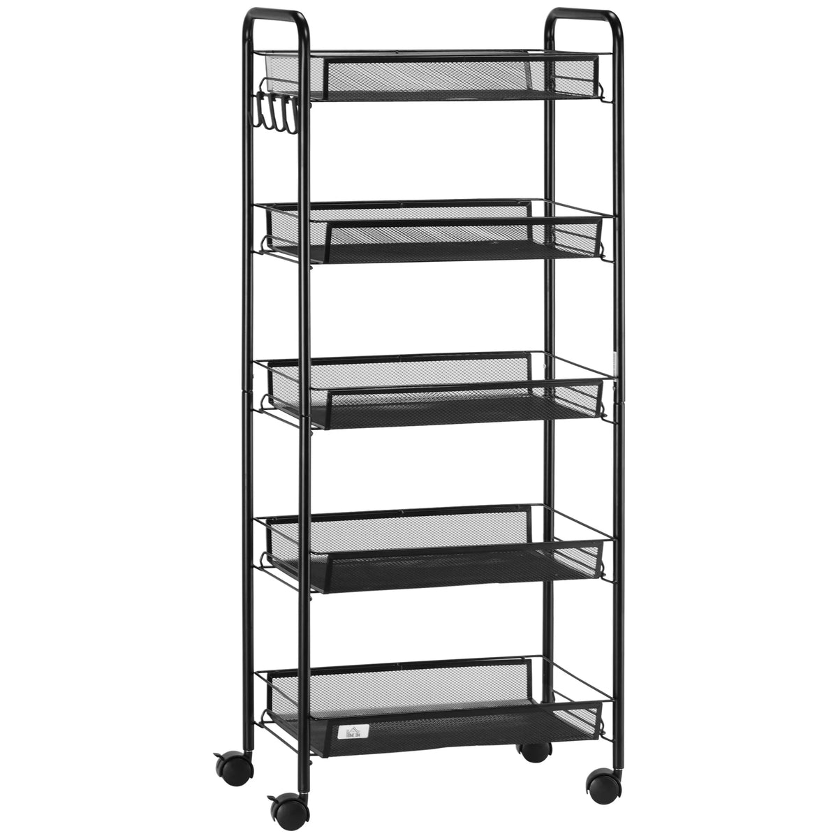 5 Tier Metal Rolling Cart with Mesh Baskets U145174