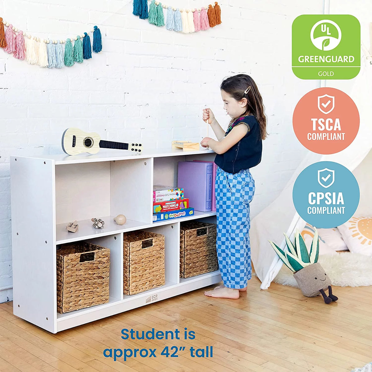 5-Compartment Mobile Storage Cabinet White Wash Z77817